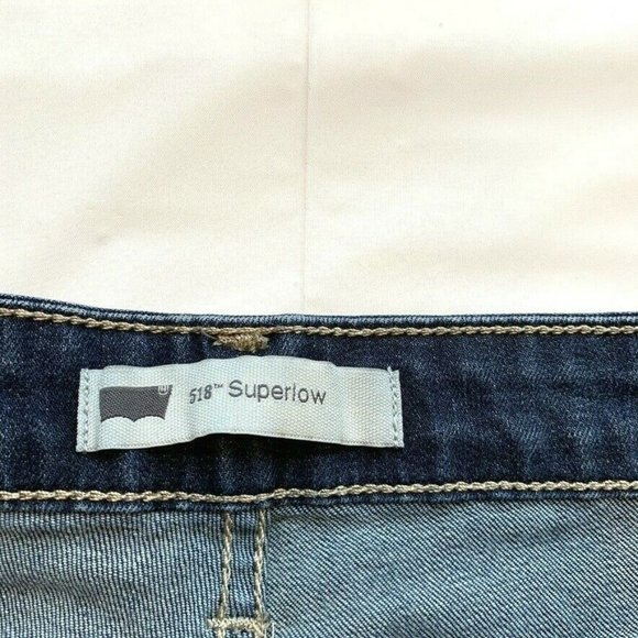 Levi's 518 Superlow Jeans Women 5 (29x31.5) Flare Bootcut Stretch Dark Denim Y2K - Picture 5 of 12